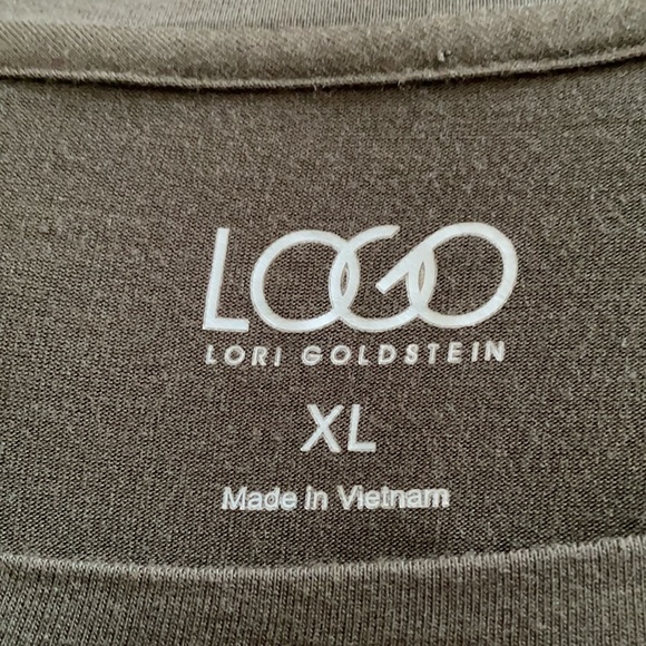 LOGO tunic  XL asymmetric hem w/ruffle. 3/4 sleeves dark olive - Picture 6 of 6